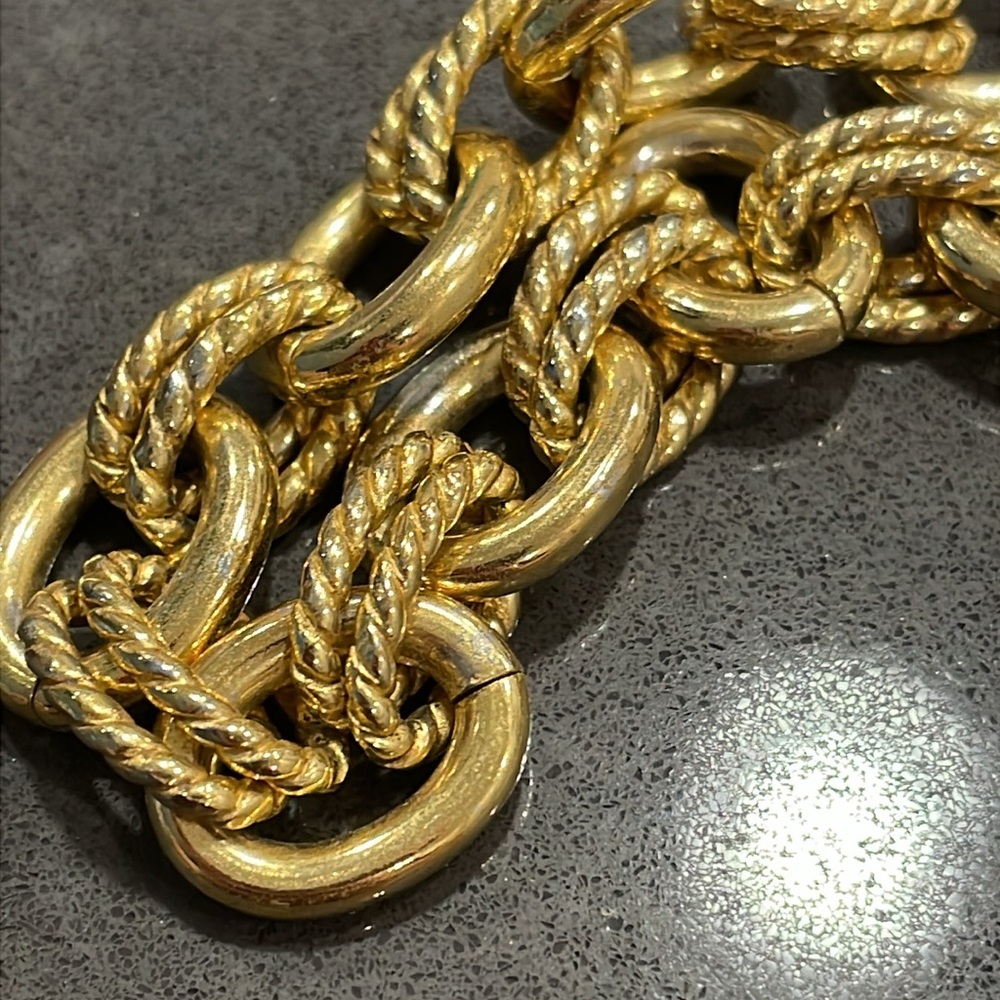 Milor Stainless Steel Gold-Tone Rope Link Chunky Necklace - Picture 11 of 16